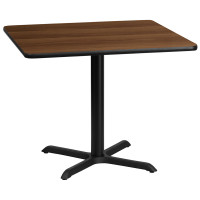 Flash Furniture XU-WALTB-3636-T3030-GG 36" Square Walnut Laminate Table Top with 30" Table Height Base